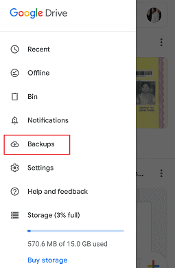 backup with google drive