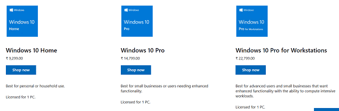 Microsoft store-prices for windows 10.