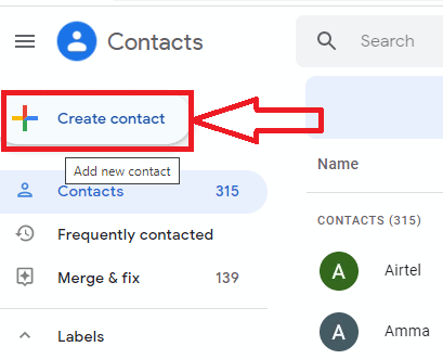 Click on create contact