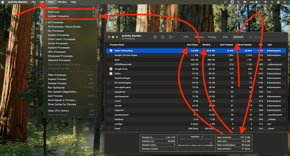 Check data usage on Mac