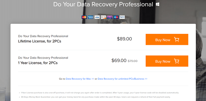 price and plans of Do Your Data Recovery.