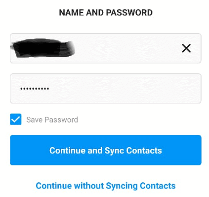 enter name and password