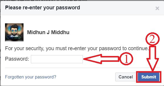 Facebook Password Confirmation