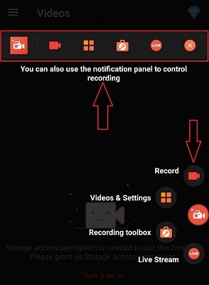 AZ Screen Recorder application interface