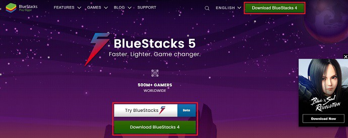 Bluestacks Official page