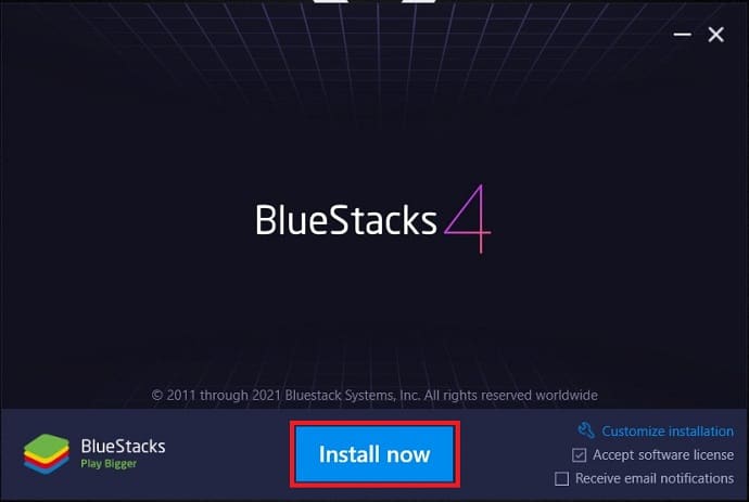 Bluestacks Installation wizard