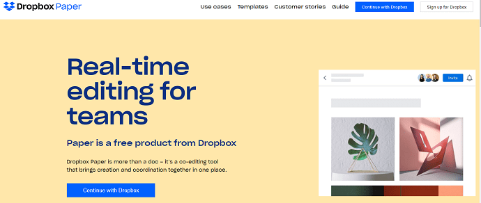 Dropbox paper official site.