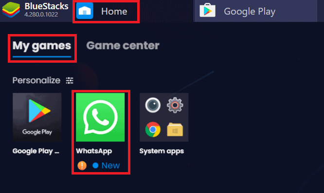 Whatsapp application in Bluestacks