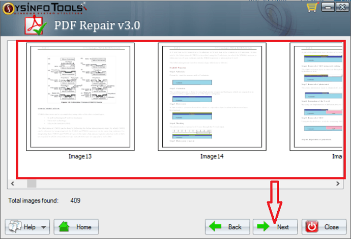 Repaired PDF file appeared on the screen