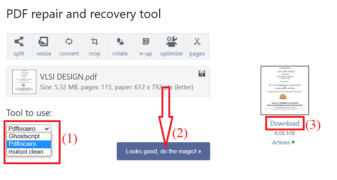 select the tool and start process