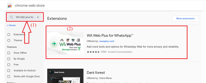 Search for WA Web plus for WhatsApp 