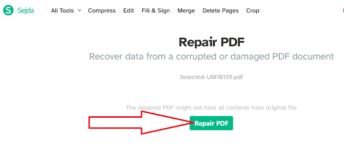 Select Repair PDF option.
