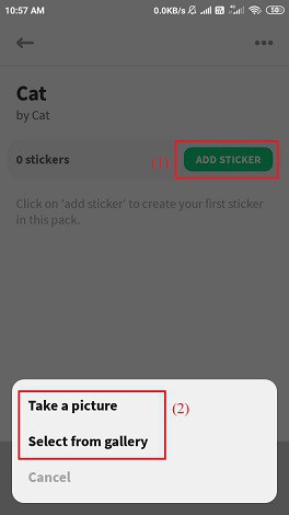 Select Add sticker option and select the image from your device or capture.