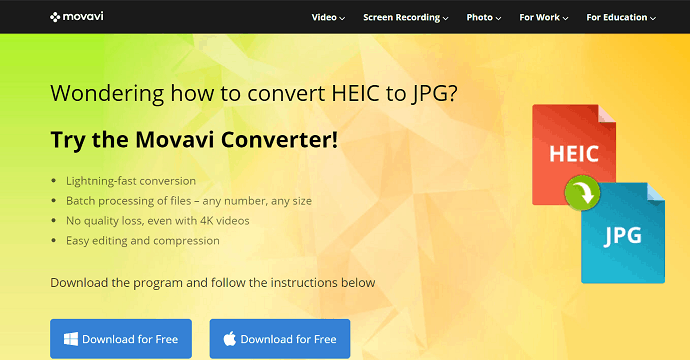 Movavi HEIC converter official page