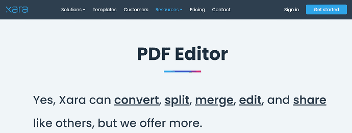 Xara PDF editor