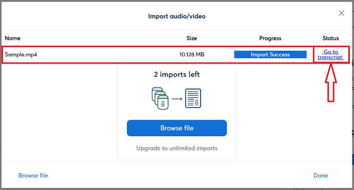 Import status in Otter