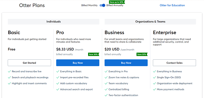 Otter Pricing