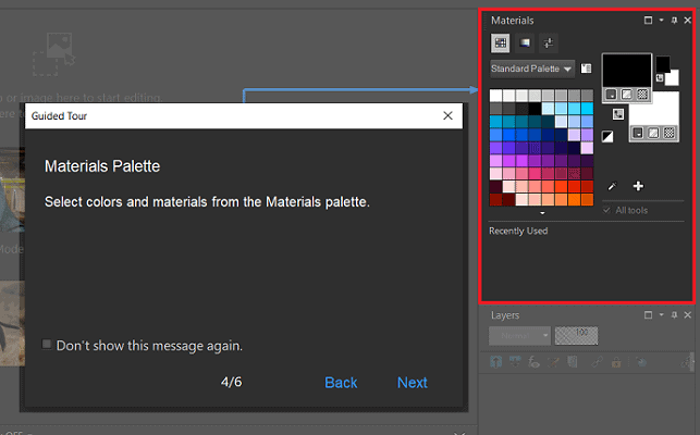 Material Palette in PaintShop Pro