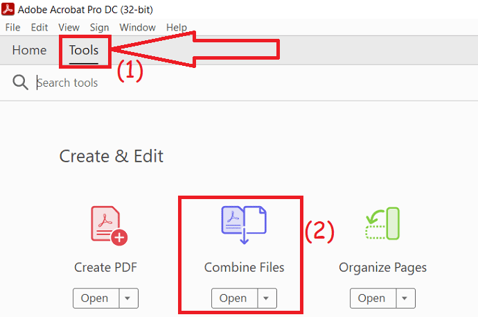 select combine PDF files.