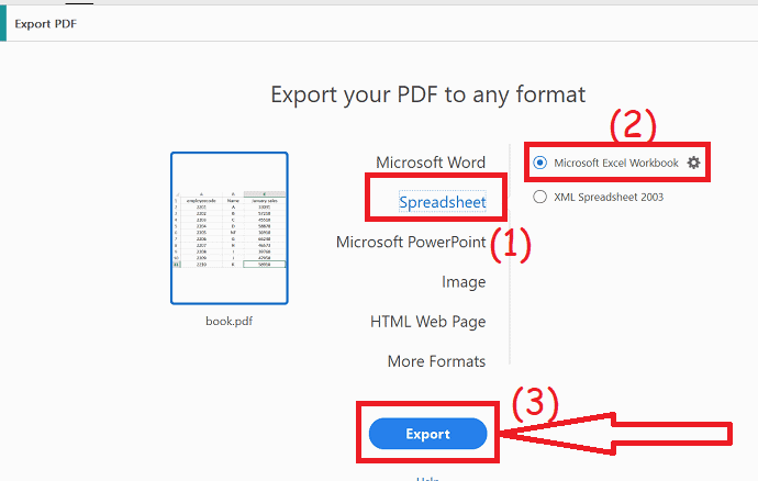 export to Spreadsheets