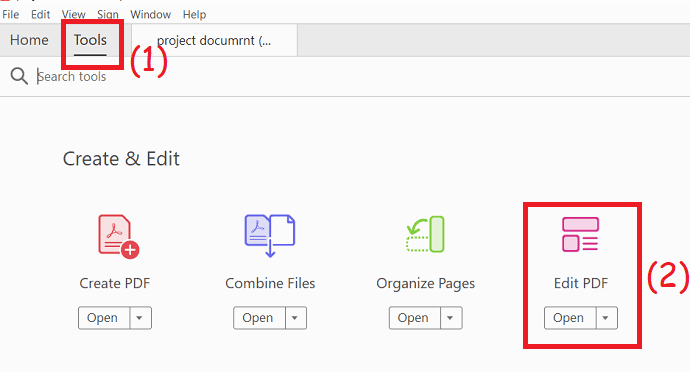 select Edit PDF option
