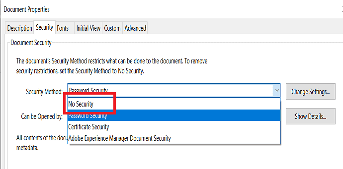 select no security option