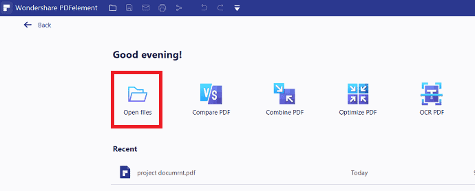 select open files option
