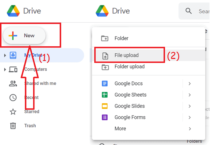 Upload PDF file to Google Drive.