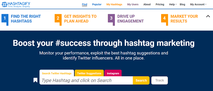 Hashtagify Homepage