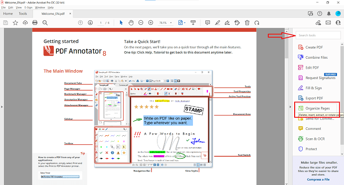 Organize PDF pages in Adobe Acrobat DC