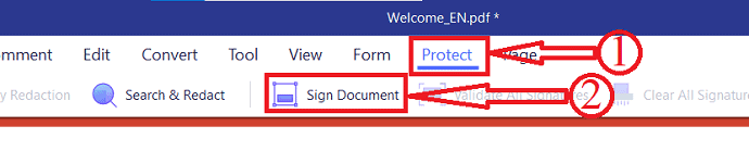 Protect option in PDFelement