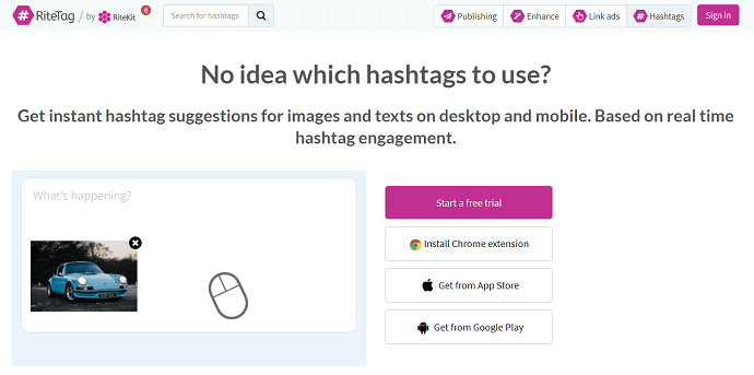 RiteTag Hashtag Generator Homepage