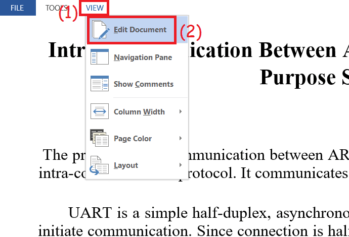 selection of edit document 