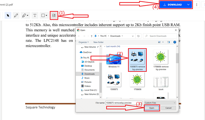insert image and download the file
