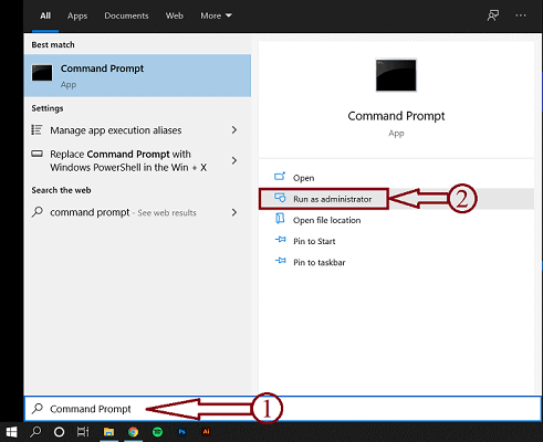 Open Command Prompt as administrator