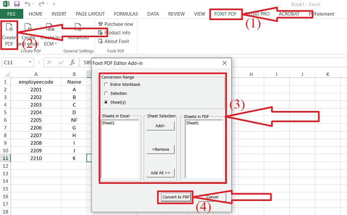 Convert Excel to PDF