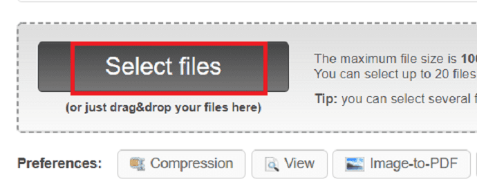 click on the select files option.