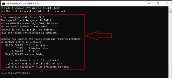 Stats of disk check