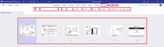 Page option in PDFelement