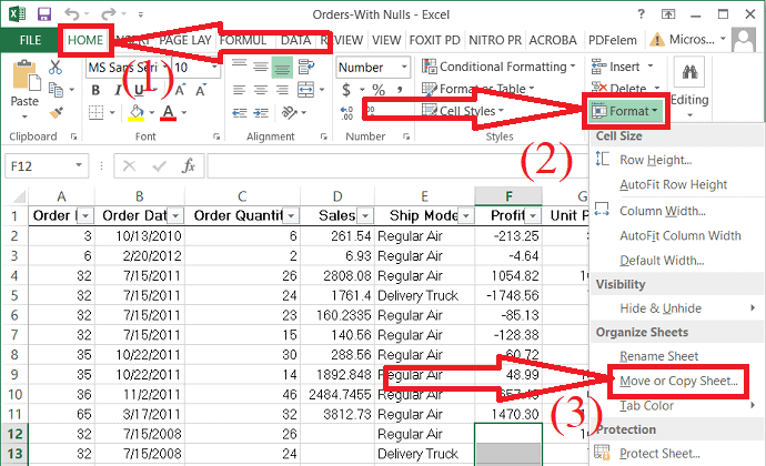 Selection of format option.