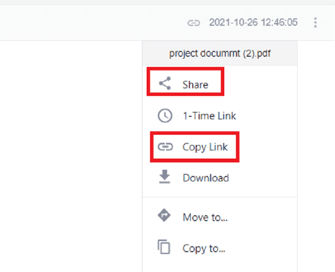 Share the file or copy the link of file