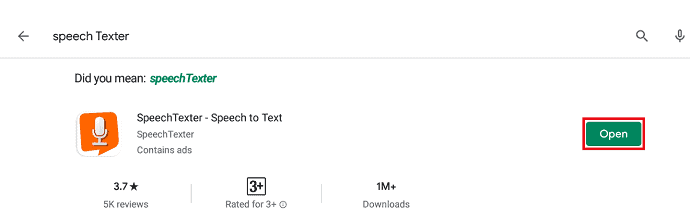 Speech Texter app in Playstore