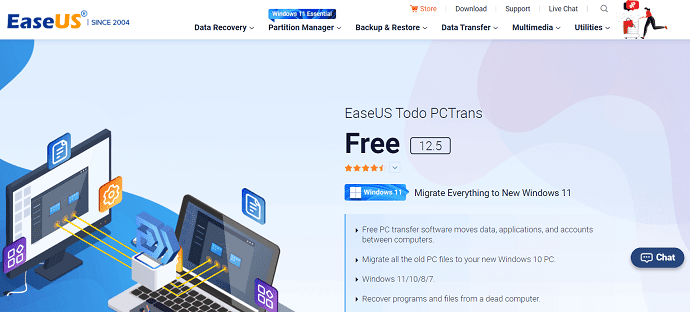 EaseUS Todo PCTransfer Homepage - Windows 10 to Windows 11