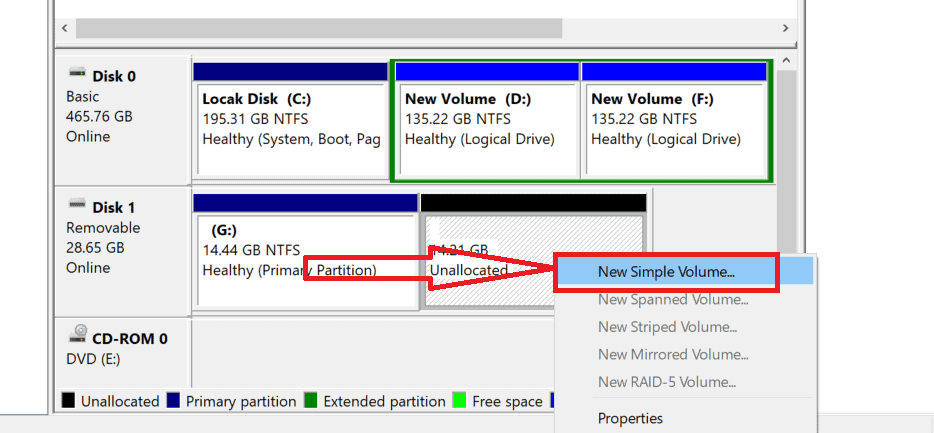 selection of New simple volume option.