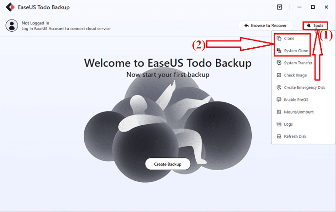 Clone disk using EaseUS Toto Backup