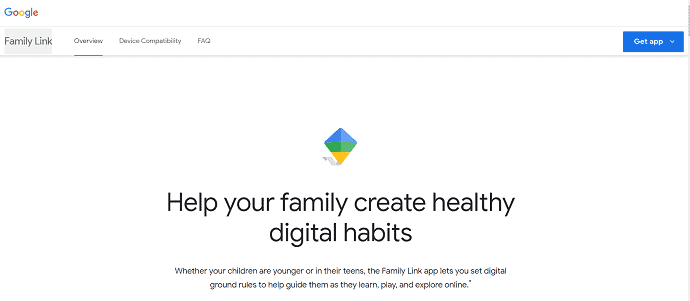 Google Family Link home page
