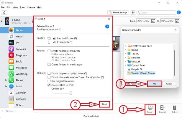 Transfer options in iMazing