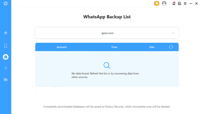 Backup lists in iMyFone ChatsBack