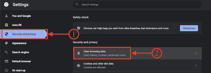 Clear Browsing History option in Google Chrome