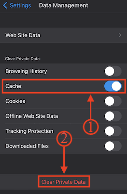 Clear Cache in Firefox iOS
